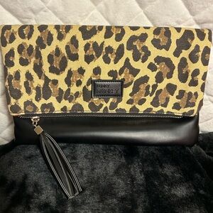 Funky Monkey Fold Leopard Clutch Zip Tassle